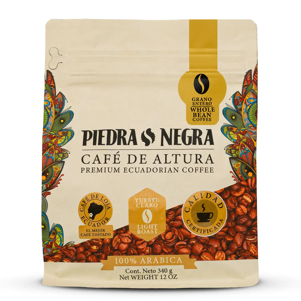 Piedra Negra Light Roast whole bean coffee bag